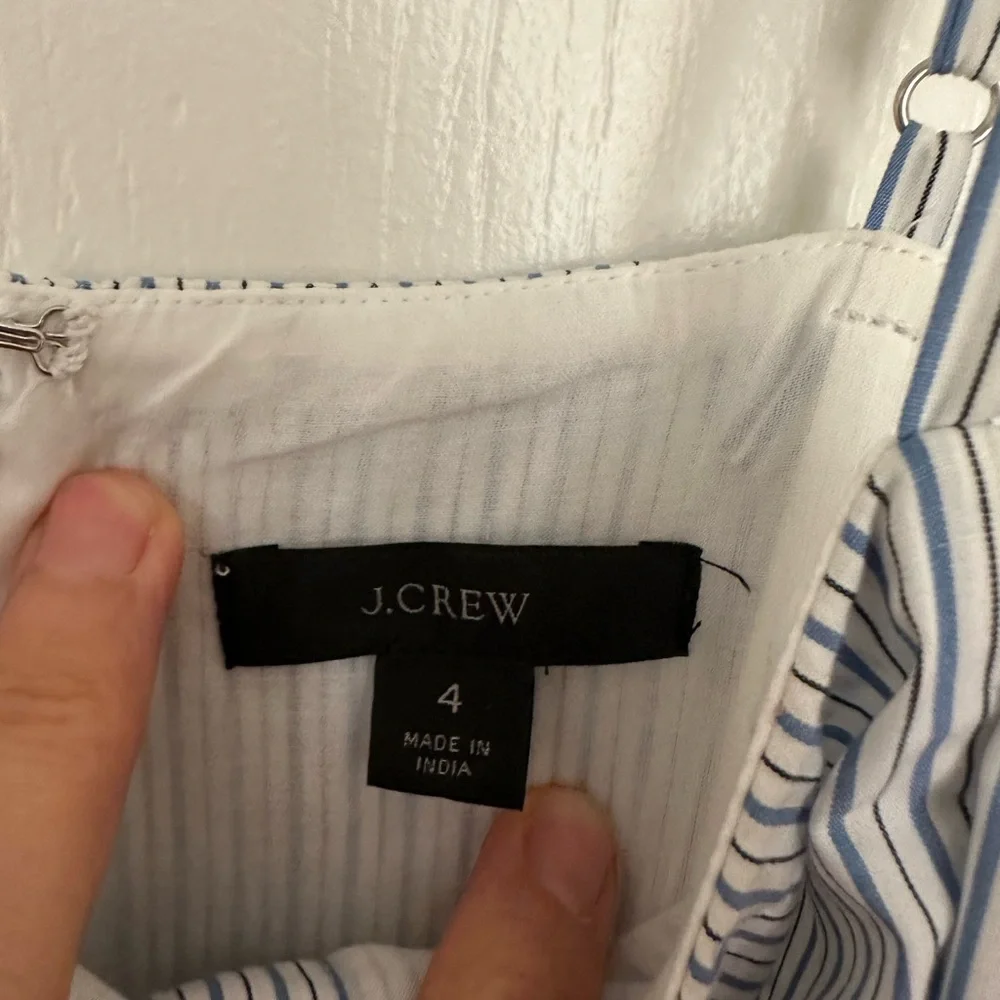 J. CREW Striped Linen Button Front Maxi Dress Coastal Preppy Blue White⁠